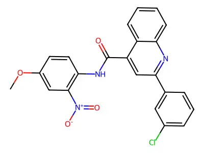 2-(3-chlorophenyl)-N-(4-methoxy-2-nitrophenyl)quinoline-4-carboxamide structure