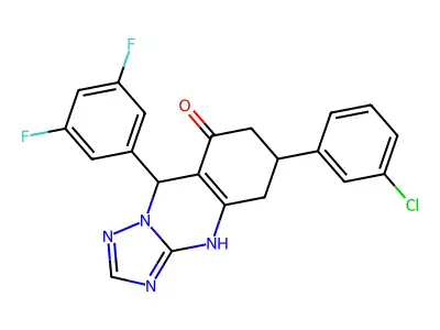 6-(3-chlorophenyl)-9-(3,5-difluorophenyl)-5,6,7,9-tetrahydro[1,2,4]triazolo[5,1-b]quinazolin-8(4H)-one structure