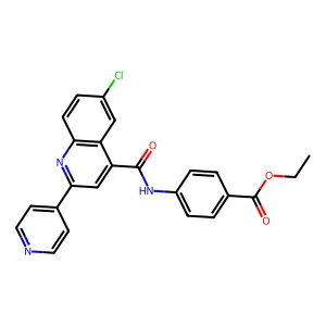 Ethyl 4-[(6-chloro-2-(4-pyridyl)-4-quinolyl)carbonylamino]benzoate structure
