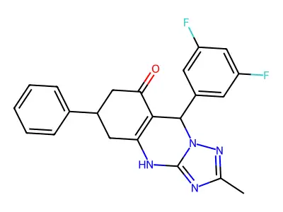 9-(3,5-difluorophenyl)-2-methyl-6-phenyl-5,6,7,9-tetrahydro[1,2,4]triazolo[5,1-b]quinazolin-8(4H)-one structure