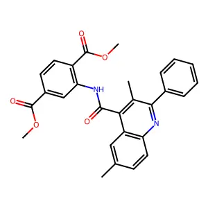 dimethyl 2-(3,6-dimethyl-2-phenylquinoline-4-carboxamido)terephthalate structure