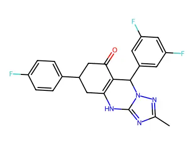 9-(3,5-difluorophenyl)-6-(4-fluorophenyl)-2-methyl-5,6,7,9-tetrahydro[1,2,4]triazolo[5,1-b]quinazolin-8(4H)-one structure