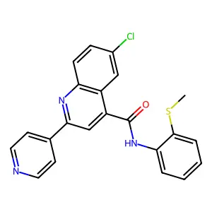 6-chloro-N-(2-methylsulfanylphenyl)-2-pyridin-4-ylquinoline-4-carboxamide structure