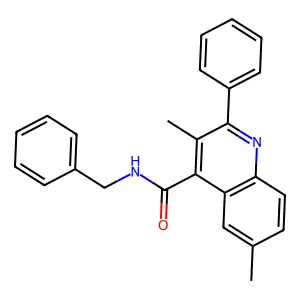 N-benzyl-3,6-dimethyl-2-phenylquinoline-4-carboxamide structure