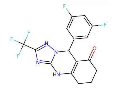 9-(3,5-difluorophenyl)-2-(trifluoromethyl)-5,6,7,9-tetrahydro[1,2,4]triazolo[5,1-b]quinazolin-8(4H)-one structure