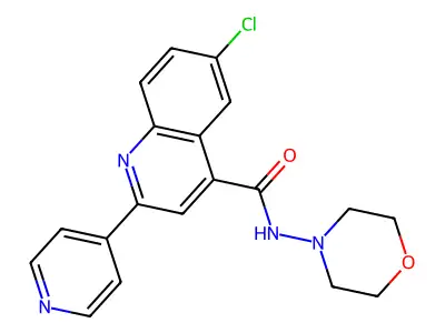 6-chloro-N-morpholin-4-yl-2-pyridin-4-ylquinoline-4-carboxamide structure