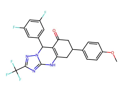 9-(3,5-difluorophenyl)-6-(4-methoxyphenyl)-2-(trifluoromethyl)-5,6,7,9-tetrahydro[1,2,4]triazolo[5,1-b]quinazolin-8(4H)-one structure