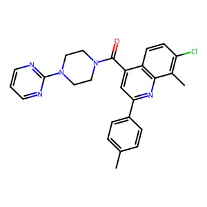[7-chloro-8-methyl-2-(4-methylphenyl)quinolin-4-yl]-(4-pyrimidin-2-ylpiperazin-1-yl)methanone structure