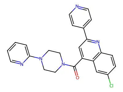 (6-Chloro-2-pyridin-4-ylquinolin-4-yl)-(4-pyridin-2-ylpiperazin-1-yl)methanone structure