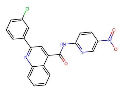 2-(3-chlorophenyl)-N-(5-nitropyridin-2-yl)quinoline-4-carboxamide structure