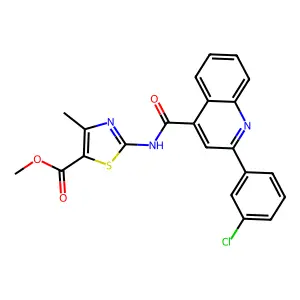 methyl 2-(2-(3-chlorophenyl)quinoline-4-carboxamido)-4-methylthiazole-5-carboxylate structure