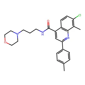 7-chloro-8-methyl-2-(4-methylphenyl)-N-(3-morpholin-4-ylpropyl)quinoline-4-carboxamide structure