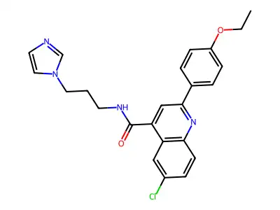 6-chloro-2-(4-ethoxyphenyl)-N-(3-imidazol-1-ylpropyl)quinoline-4-carboxamide structure