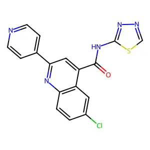 6-chloro-2-pyridin-4-yl-N-(1,3,4-thiadiazol-2-yl)quinoline-4-carboxamide structure