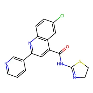 6-chloro-N-(4,5-dihydro-1,3-thiazol-2-yl)-2-pyridin-3-ylquinoline-4-carboxamide structure