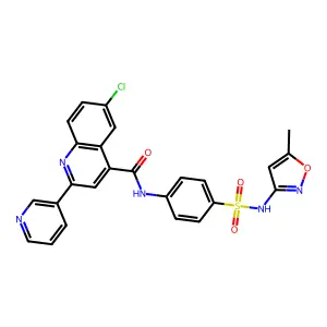 6-chloro-N-[4-[(5-methyl-1,2-oxazol-3-yl)sulfamoyl]phenyl]-2-pyridin-3-ylquinoline-4-carboxamide structure