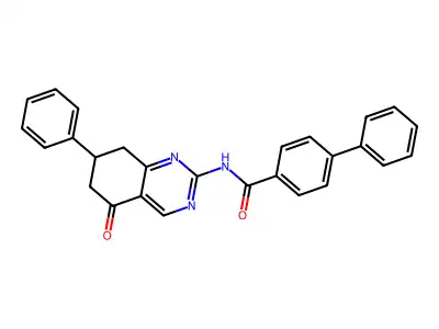 N-(5-oxo-7-phenyl-5,6,7,8-tetrahydroquinazolin-2-yl)biphenyl-4-carboxamide structure