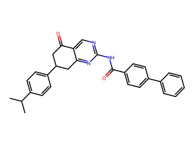 N-{5-oxo-7-[4-(propan-2-yl)phenyl]-5,6,7,8-tetrahydroquinazolin-2-yl}biphenyl-4-carboxamide structure