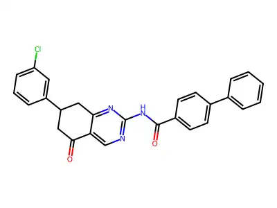N-[7-(3-chlorophenyl)-5-oxo-5,6,7,8-tetrahydroquinazolin-2-yl]biphenyl-4-carboxamide structure
