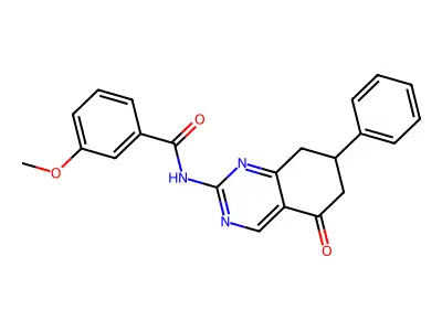 3-methoxy-N-(5-oxo-7-phenyl-5,6,7,8-tetrahydroquinazolin-2-yl)benzamide structure