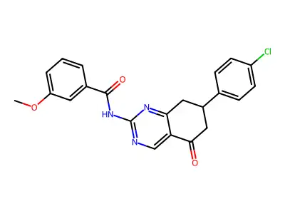 N-[7-(4-chlorophenyl)-5-oxo-5,6,7,8-tetrahydroquinazolin-2-yl]-3-methoxybenzamide structure