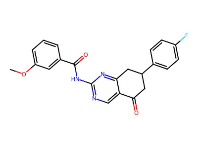 N-[7-(4-fluorophenyl)-5-oxo-5,6,7,8-tetrahydroquinazolin-2-yl]-3-methoxybenzamide structure
