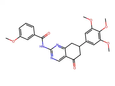 3-methoxy-N-[5-oxo-7-(3,4,5-trimethoxyphenyl)-5,6,7,8-tetrahydroquinazolin-2-yl]benzamide structure