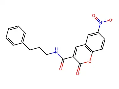 6-nitro-2-oxo-N-(3-phenylpropyl)chromene-3-carboxamide structure