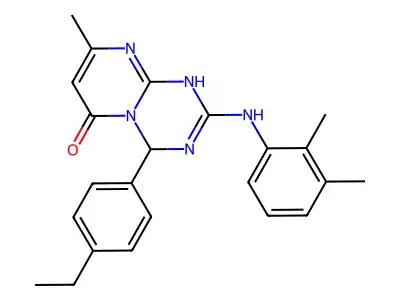 2-[(2,3-dimethylphenyl)amino]-4-(4-ethylphenyl)-8-methyl-1,4-dihydro-6H-pyrimido[1,2-a][1,3,5]triazin-6-one structure
