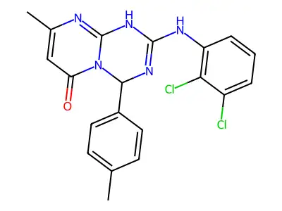 2-[(2,3-dichlorophenyl)amino]-8-methyl-4-(4-methylphenyl)-1,4-dihydro-6H-pyrimido[1,2-a][1,3,5]triazin-6-one structure