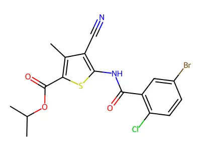 ISOPROPYL 5-(5-BROMO-2-CHLOROBENZAMIDO)-4-CYANO-3-METHYLTHIOPHENE-2-CARBOXYLATE structure