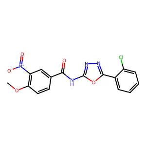 N-[5-(2-chlorophenyl)-1,3,4-oxadiazol-2-yl]-4-methoxy-3-nitrobenzamide structure