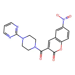 6-Nitro-3-(4-pyrimidin-2-ylpiperazine-1-carbonyl)chromen-2-one structure
