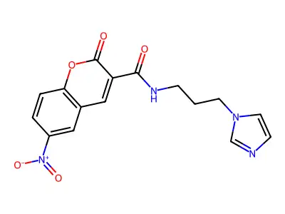 N-[3-(1H-imidazol-1-yl)propyl]-6-nitro-2-oxo-2H-chromene-3-carboxamide structure