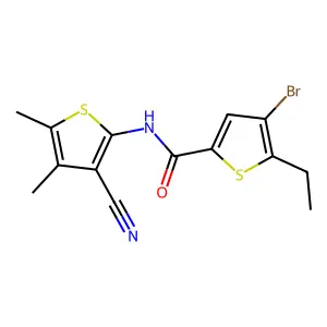 4-bromo-N-(3-cyano-4,5-dimethylthiophen-2-yl)-5-ethylthiophene-2-carboxamide structure