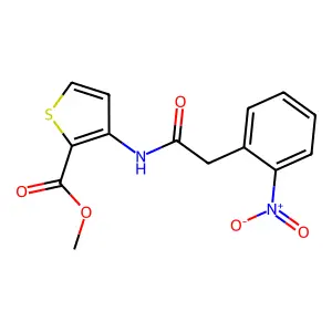 Methyl 3-{[(2-nitrophenyl)acetyl]amino}thiophene-2-carboxylate structure