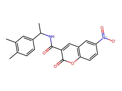N-[1-(3,4-dimethylphenyl)ethyl]-6-nitro-2-oxochromene-3-carboxamide structure