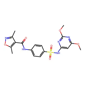 N-[4-[(2,6-dimethoxypyrimidin-4-yl)sulfamoyl]phenyl]-3,5-dimethyl-1,2-oxazole-4-carboxamide structure