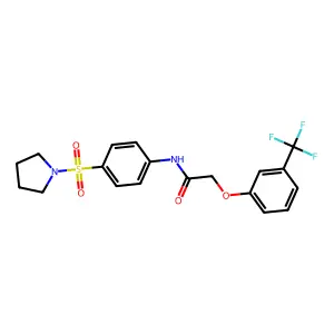 N-(4-pyrrolidin-1-ylsulfonylphenyl)-2-[3-(trifluoromethyl)phenoxy]acetamide structure