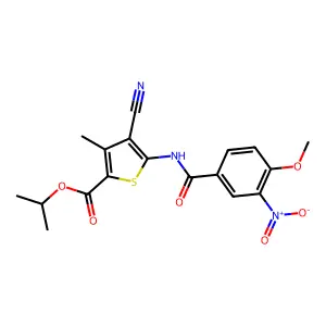 propan-2-yl 4-cyano-5-[(4-methoxy-3-nitrobenzoyl)amino]-3-methylthiophene-2-carboxylate structure