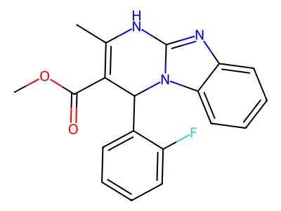 methyl 4-(2-fluorophenyl)-2-methyl-1,4-dihydropyrimido[1,2-a]benzimidazole-3-carboxylate structure