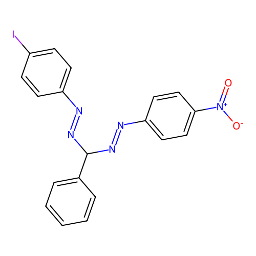 Formazan, 1-(4-iodophenyl)-5-(4-nitrophenyl)-3-phenyl- structure