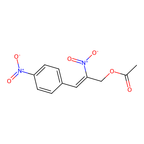 2-Propen-1-ol, 2-nitro-3-(4-nitrophenyl)-, acetate (ester) structure