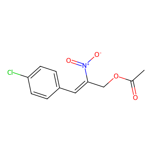 2-Propen-1-ol, 3-(4-chlorophenyl)-2-nitro-, acetate (ester) structure
