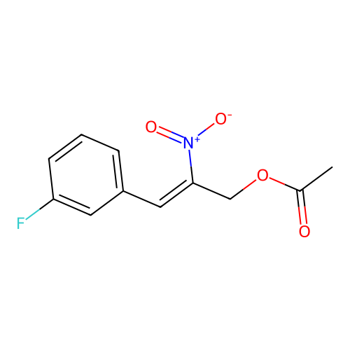 2-Propen-1-ol, 3-(3-fluorophenyl)-2-nitro-, acetate (ester) structure