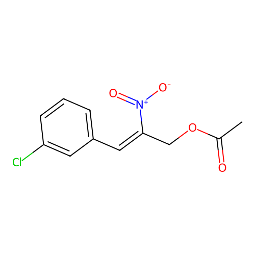 2-Propen-1-ol, 3-(3-chlorophenyl)-2-nitro-, acetate (ester) structure
