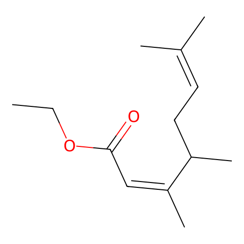 Ethyl 3,4,7-trimethylocta-2,6-dienoate structure