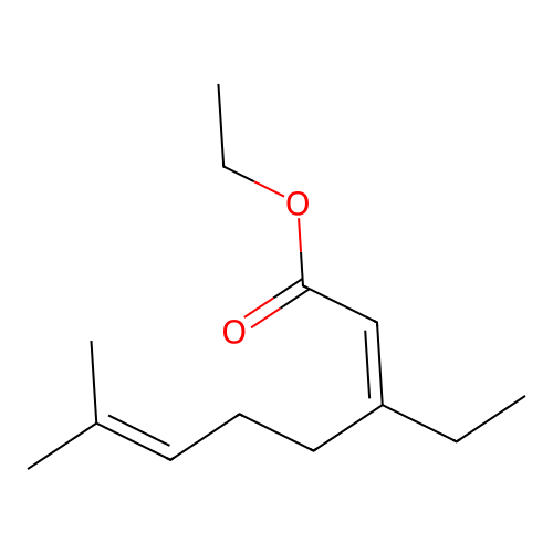 Ethyl 3-ethyl-7-methyl-2,6-octadienoate structure