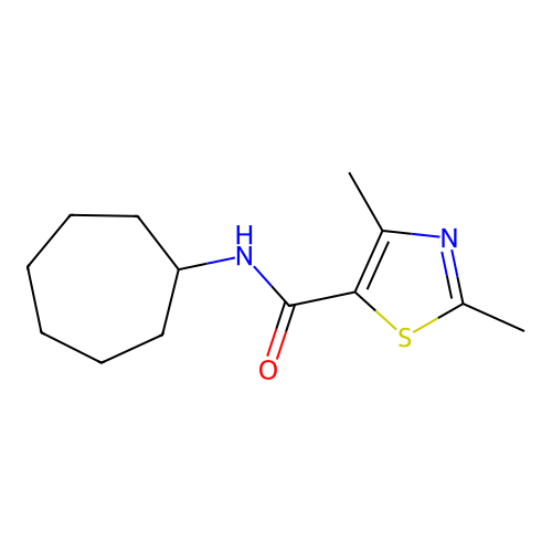 N-cycloheptyl-2,4-dimethylthiazole-5-carboxamide structure