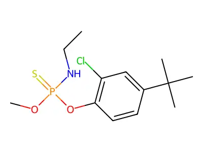 Phosphoramidothioic acid, ethyl-, O-(4-t-butyl-2-chlorophenyl) O-methyl ester structure